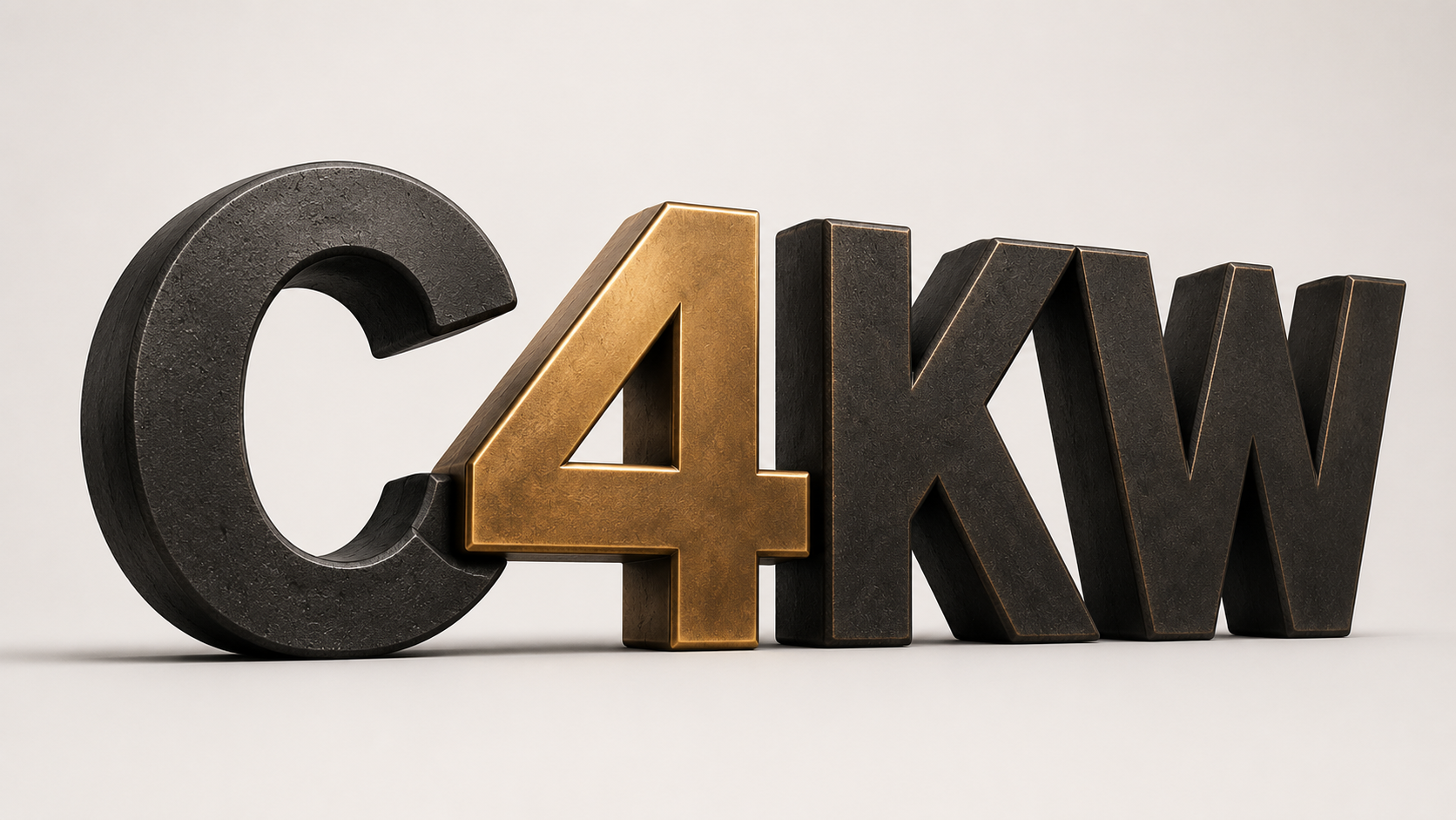 C4KW in donkere metalen letters met een bronzen cijfer 4